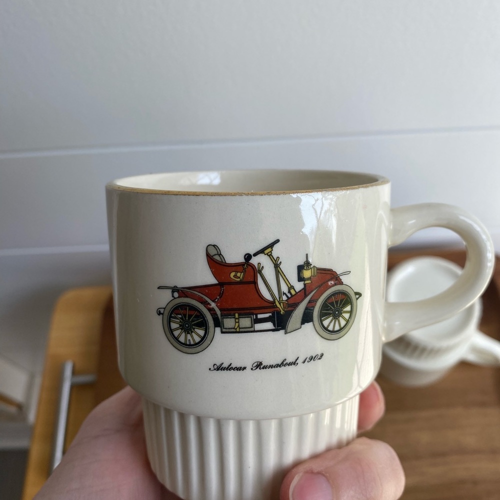 Ceramic Antique Car Mugs Vintage Stackable Set Of 5 Collectible Collector Item - Picture 8 of 15